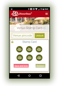 image of dinnerdata venue loyalty stamp card full