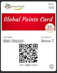 image of sample DinnerData Global Points Card